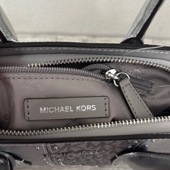 Michael Kors Avril Small Silver Satchel NWT - Picture 13 of 16